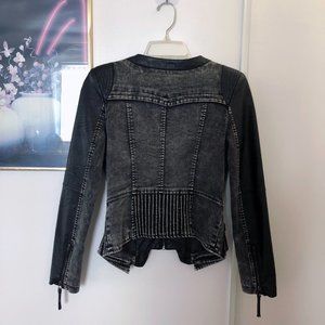 Vintage Black Denim and Fx Leather Jacket
